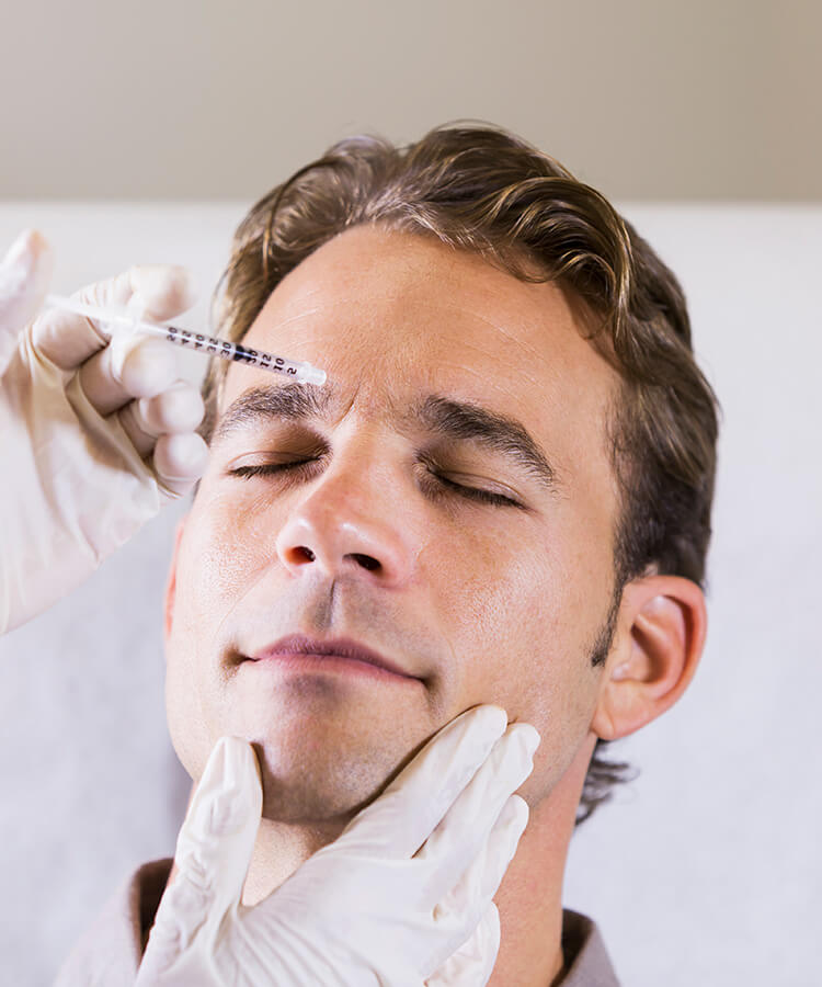 Man getting facial injections